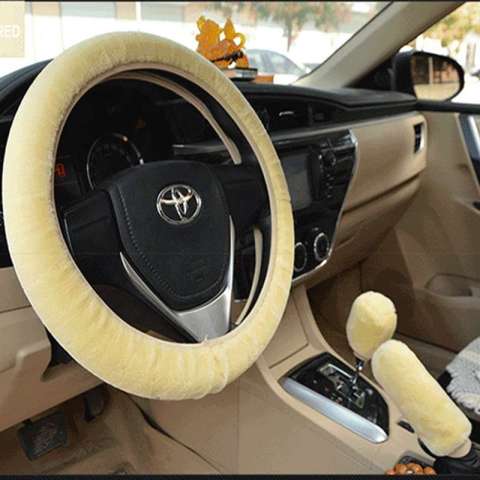 Winter fur steering wheel cover wool cover for car accessories