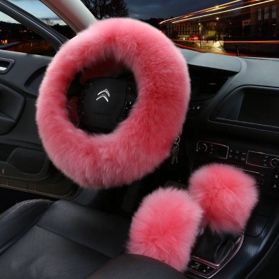 Car Fur Steering Wheel Cover Set For Fur Car Accessories Wool Fur Steering Wheel Sets